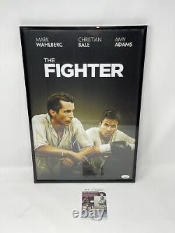 CHRISTIAN BALE SIGNED AUTOGRAPH THE FIGHTER 12x18 FRAMED MOVIE POSTER JSA COA