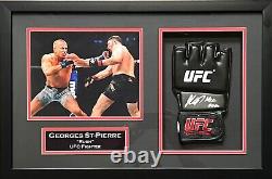 Georges St. Pierre autographed signed inscribed UFC glove framed JSA COA Bisping