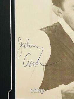 JOHNNY CASH Vintage Signed Custom Framed 8X10 Photo Framed to 18x25 JSA COA
