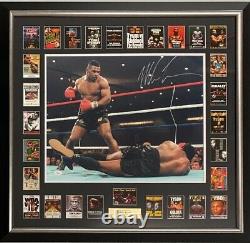 MIKE TYSON Signed Photo 16x20 + 29 Fight Boxing Cards Set Display FRAMED JSA COA