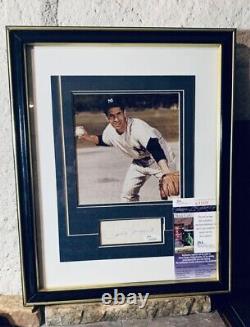 Phil Rizzuto JSA COA Autograph Matted Framed 8x10 & Signed Vintage Index Card
