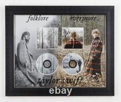 TAYLOR SWIFT Signed CD Custom Framed JSA COA 2 SIGNATURES! FOLKLORE & EVERMORE